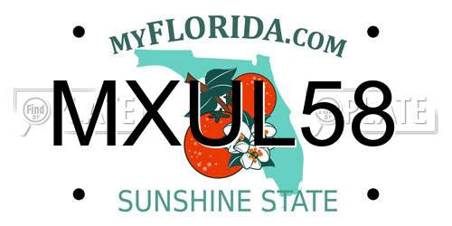 MXUL58 Florida License Plate