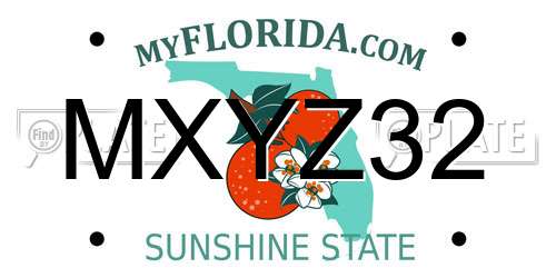 MXYZ32 Florida License Plate