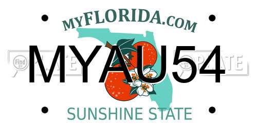 MYAU54 Florida License Plate