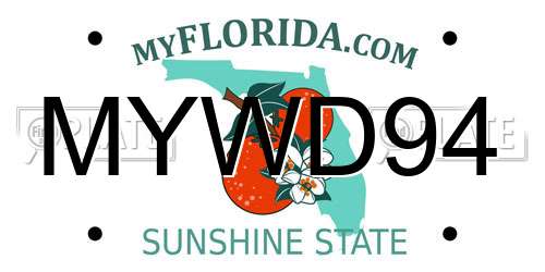 MYWD94 Florida License Plate