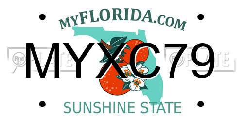 MYXC79 Florida License Plate
