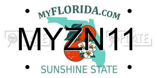 MYZN11 Florida License Plate