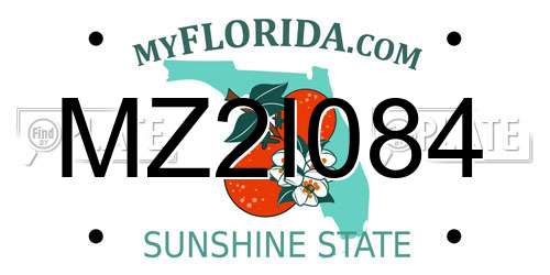 MZ2I084 Florida License Plate