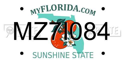 MZ7I084 Florida License Plate