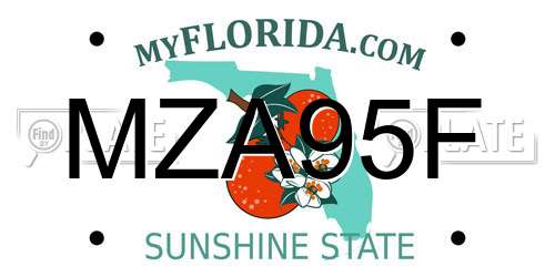 MZA95F Florida License Plate