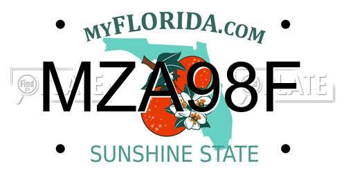 MZA98F Florida License Plate