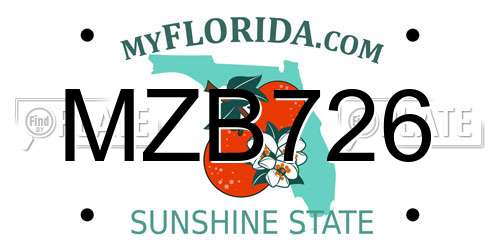 MZB726 Florida License Plate