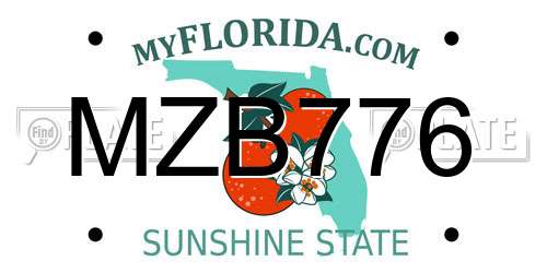 MZB776 Florida License Plate