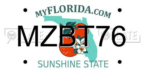 MZBT76 Florida License Plate