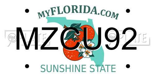 MZCU92 Florida License Plate