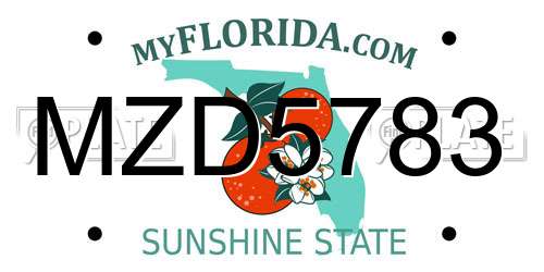 MZD5783 Florida License Plate