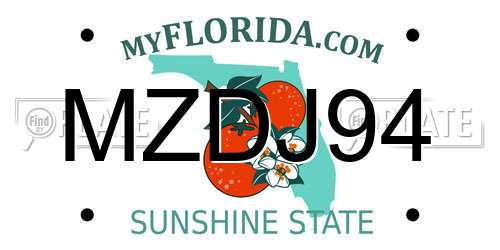 MZDJ94 Florida License Plate