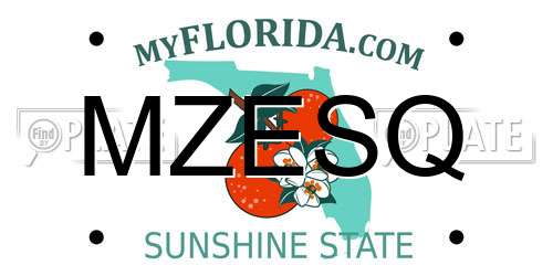 MZESQ Florida License Plate