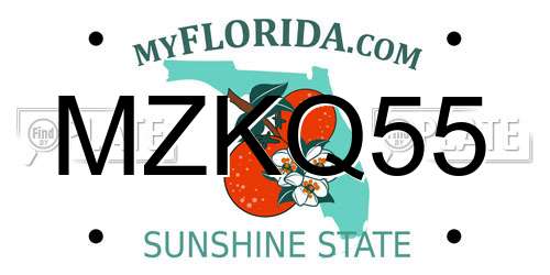 MZKQ55 Florida License Plate