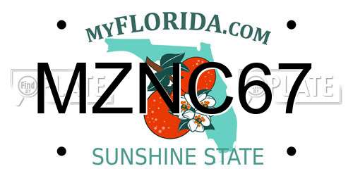 MZNC67 Florida License Plate