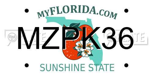 MZPK36 Florida License Plate