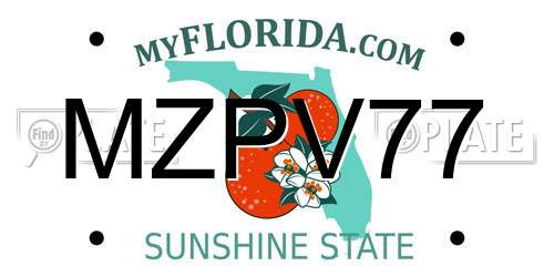 MZPV77 Florida License Plate
