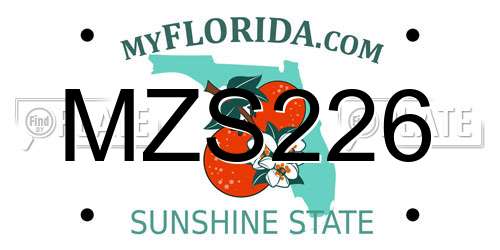 MZS226 Florida License Plate