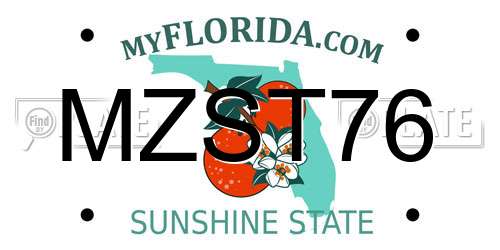 MZST76 Florida License Plate