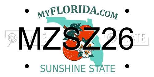 MZSZ26 Florida License Plate