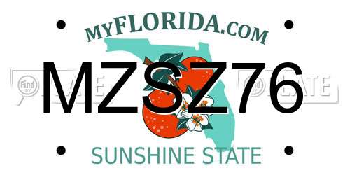 MZSZ76 Florida License Plate
