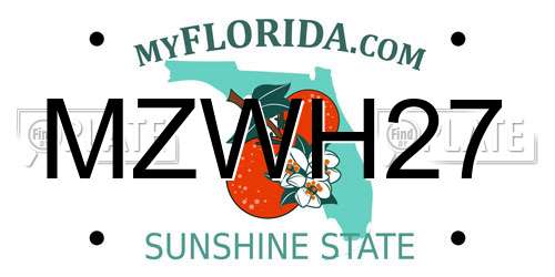 MZWH27 Florida License Plate