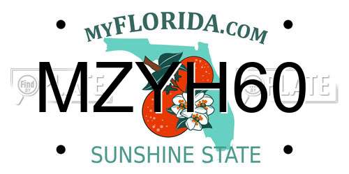 MZYH60 Florida License Plate