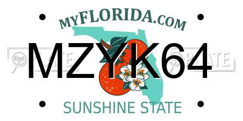 MZYK64 Florida License Plate