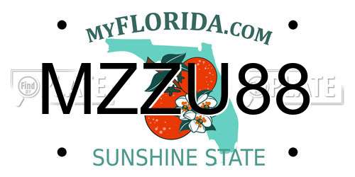 MZZU88 Florida License Plate