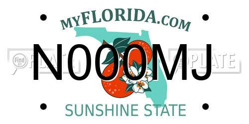 N000MJ Florida License Plate