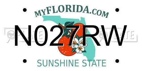 N027RW Florida License Plate