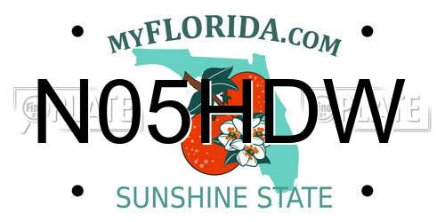 N05HDW Florida License Plate