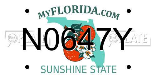 N0647Y Florida License Plate