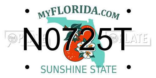 N0725T Florida License Plate