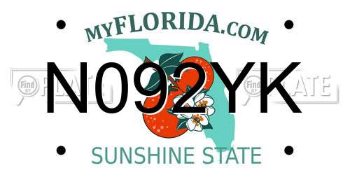 N092YK Florida License Plate