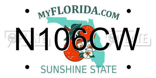 N106CW Florida License Plate