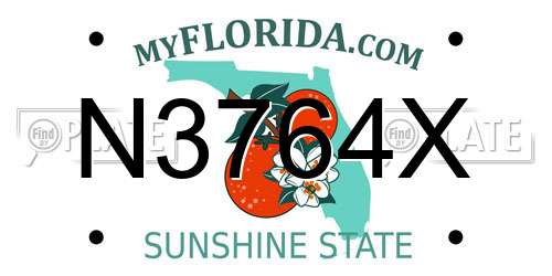 N3764X Florida License Plate