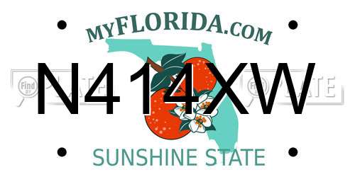 N414XW Florida License Plate