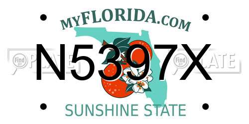 N5397X Florida License Plate