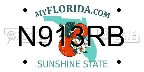N913RB Florida License Plate
