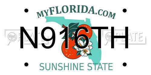 N916TH Florida License Plate
