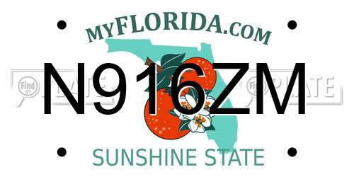 N916ZM Florida License Plate