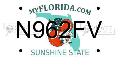 N962FV Florida License Plate