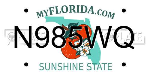 N985WQ Florida License Plate