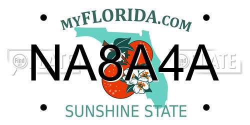 NA8A4A Florida License Plate