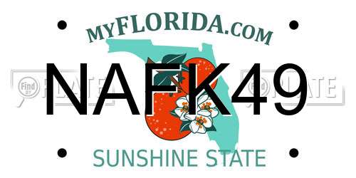 NAFK49 Florida License Plate