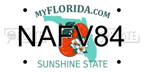 NAFV84 Florida License Plate