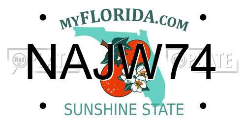NAJW74 Florida License Plate