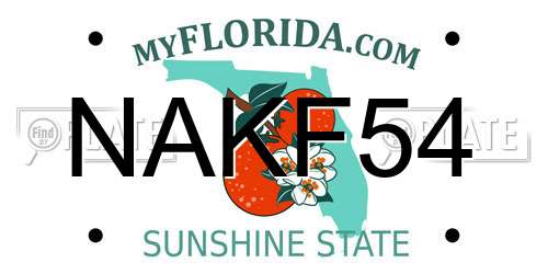 NAKF54 Florida License Plate