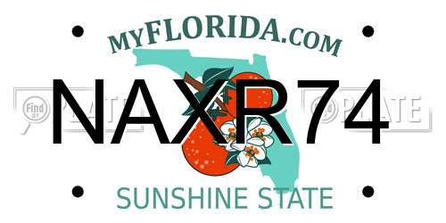NAXR74 Florida License Plate